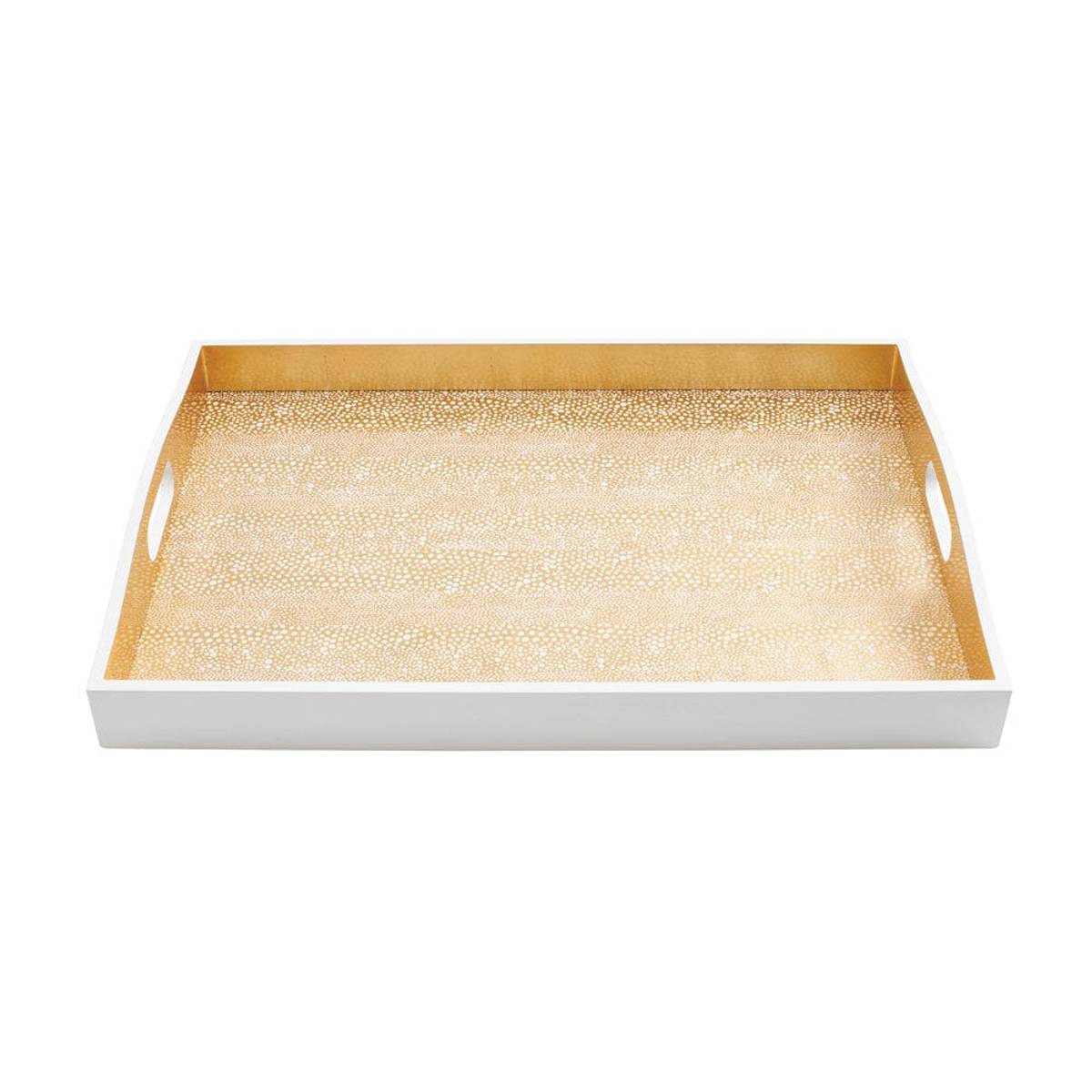 Pebble Lacquer Large Rectangle Tray in Gold - 1 Each Caspari SKU