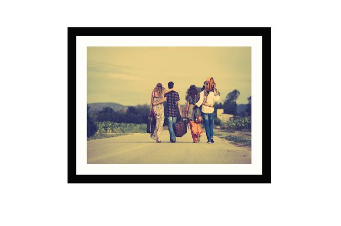 Hovedbilde Glass picture w/frame hippie venner 90cm x 70cm