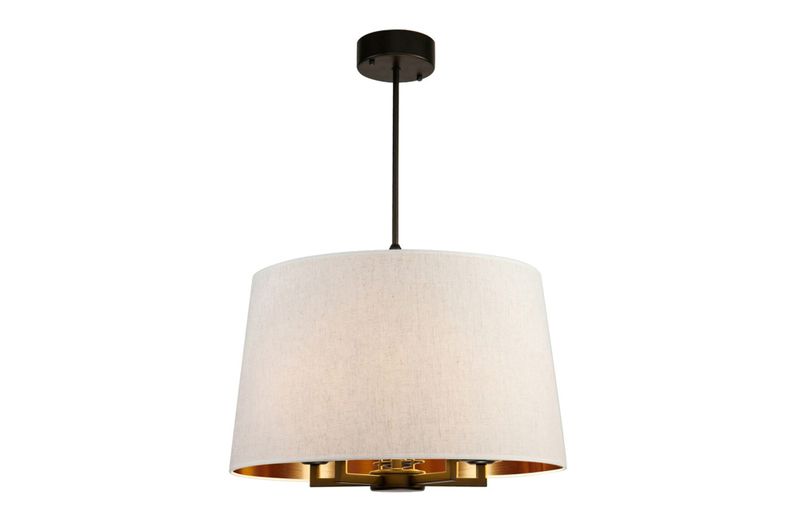  Taklampe Aruba D60cm 5armer sort Sand lin skjerm copper pvc  