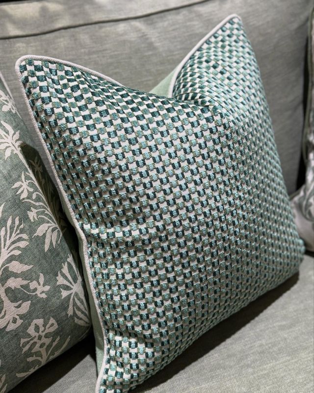 Putetrekk i 50x50 i stoffet Velours Tosca Aqua M4095-05