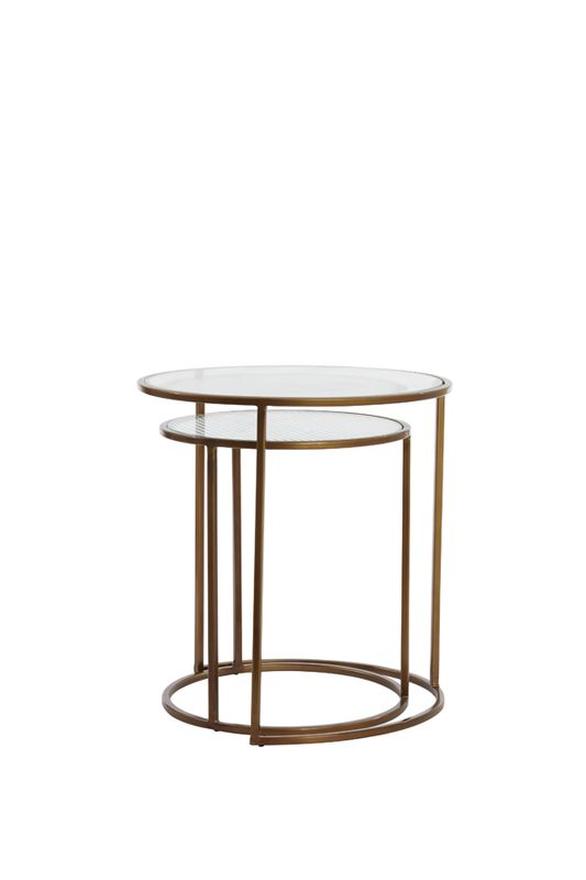 Lampebord 6781385 - Side table S/2 Ø40x45+Ø50x52 cm FERATI glass