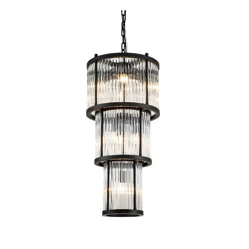 Taklampe Corona D38 x H79CM Black clear glass